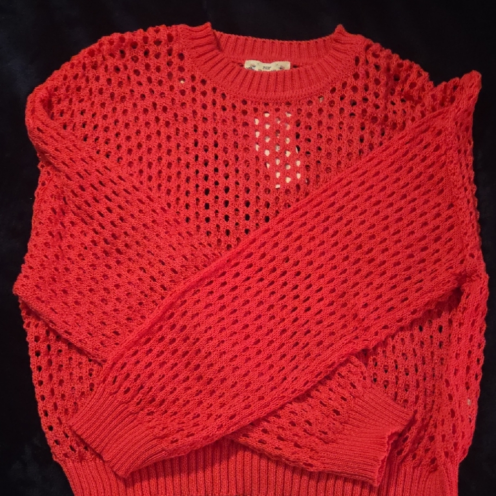 Poof! Vibrant Red Women's Crew Neck Sweater